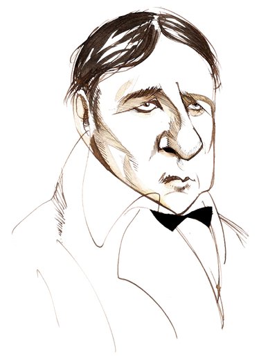 Jean Auguste Dominique Ingres, French artist and senator, professor at the École des Beaux-Arts, and director of the French Academy in Rome, caricature by Neale Osborne